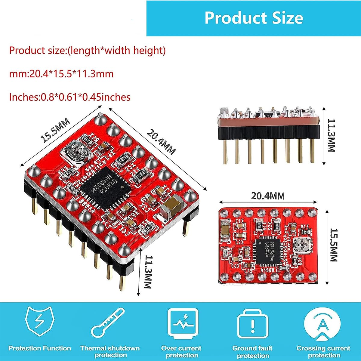 Amazon.com: A4988 Stepper Motor Driver with Heat Sink, Suitable